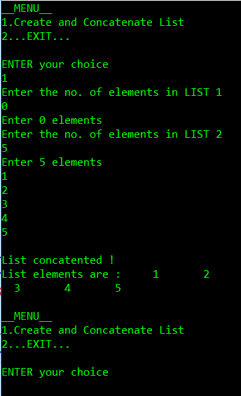 Concatenation Single Circular linked List Output 2